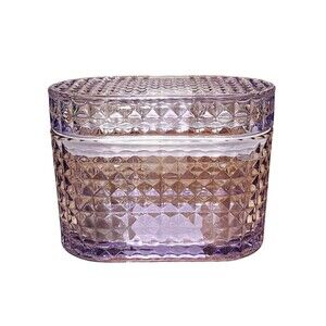 Target Bullseye Playground Glass Trinket Jar Box Jewelry Storage Vanity - Purple